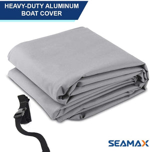 Seamax Marine Heavy Duty 600D Trailerable Boat Cover para V-Hull, Tri-Hull Runabouts y bote de aluminio