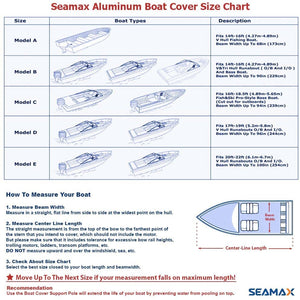 Seamax Marine Heavy Duty 600D Trailerable Boat Cover para V-Hull, Tri-Hull Runabouts y bote de aluminio