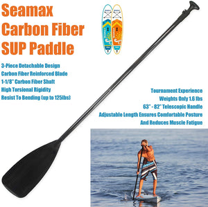 Seamax Carbon Fiber Adjustable SUP Paddle 65'-85' for Stand Up Paddle Board