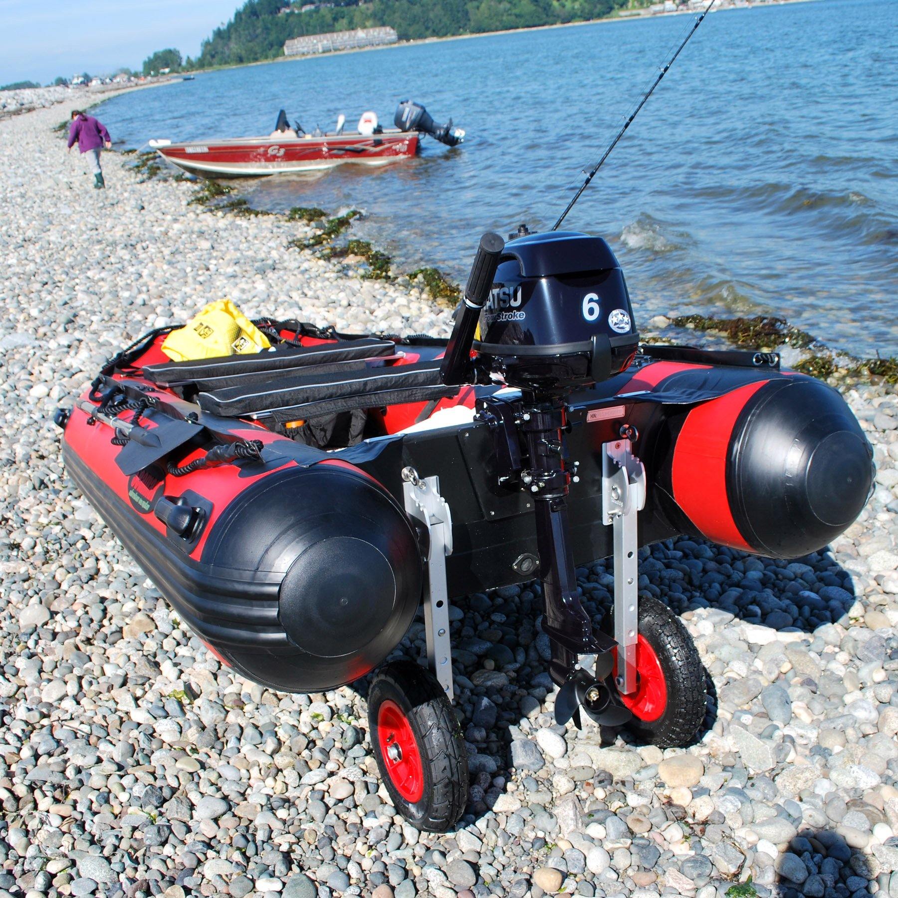 Juego de ruedas de lanzamiento Seamax EZ Load Boat para bote inflable y bote de aluminio, con neumático de 12 "y 2 posiciones de altura